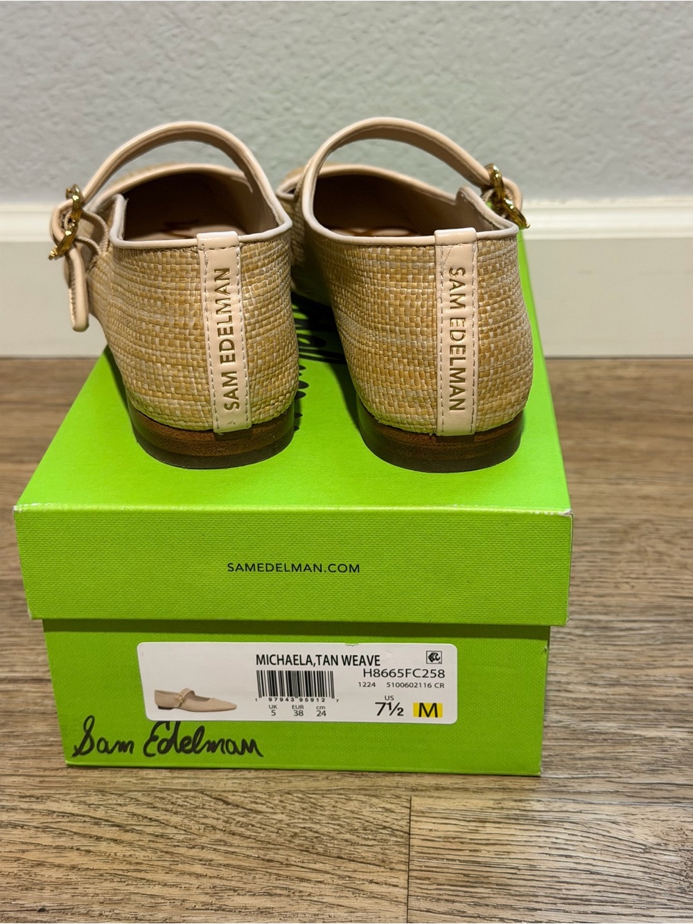 Sam Edelman Tan Woven Mary Jane Flats with Buckle - Picture 2 of 2